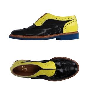 LF Italian Women’s Black and Yellow leather Oxford shoes